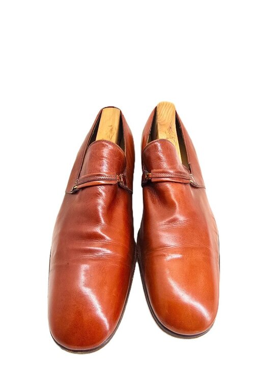 VTG Tanino Crisci Cognac Brown Slender Horsebit Men\'s Loafer Shoes Size 8 main image 8